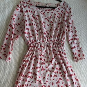 Red and white print dress